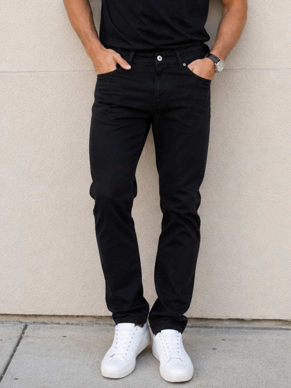 George Men's Black Slim Straight Jeans